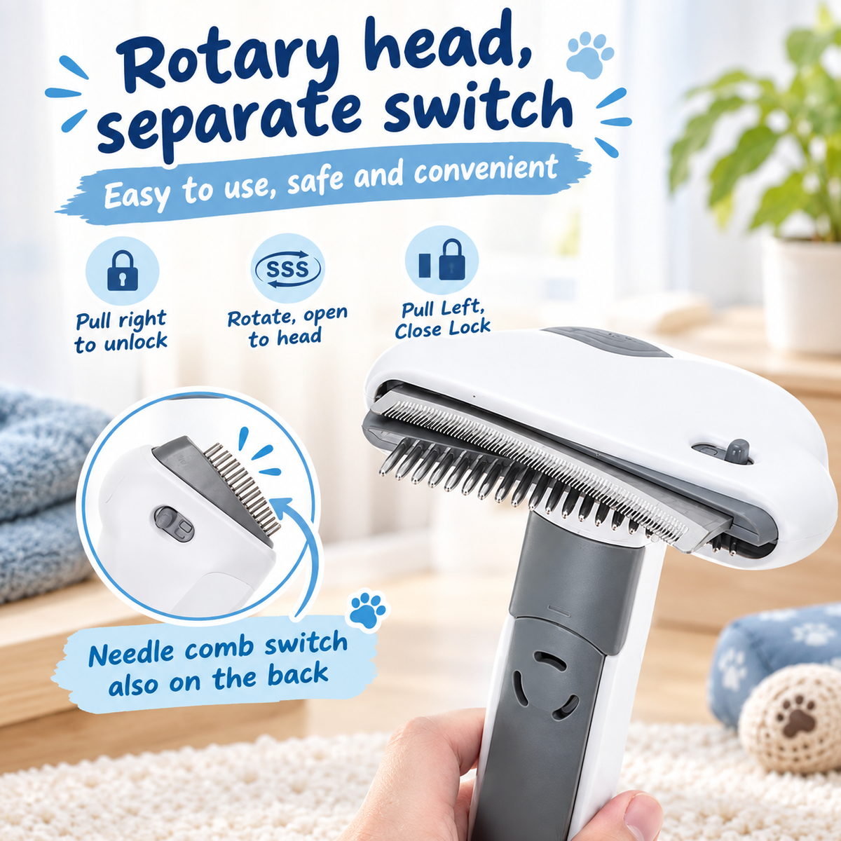 Meowora 3-in-1 Cat Grooming Brush